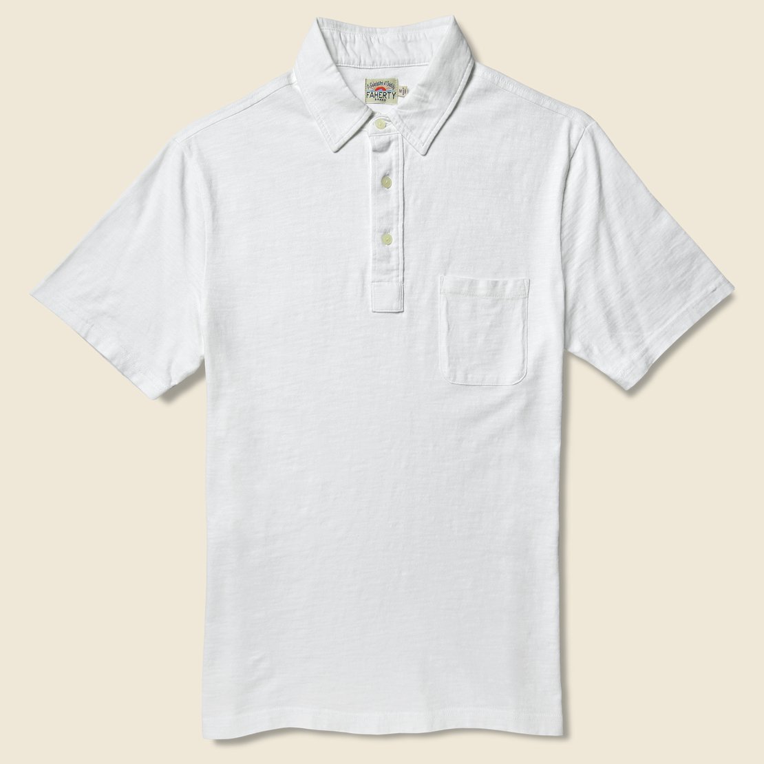 Faherty Garment Dyed Polo Shirt - White