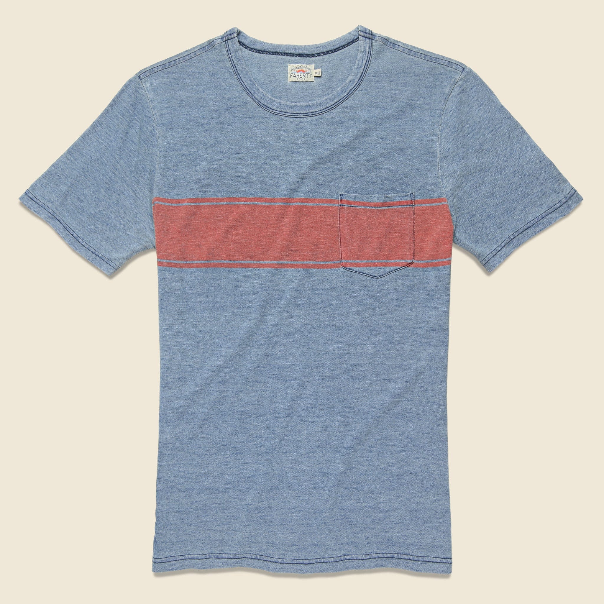 Surf Stripe Pocket Tee - Blue/Red - Faherty - STAG Provisions - Tops - S/S Tee