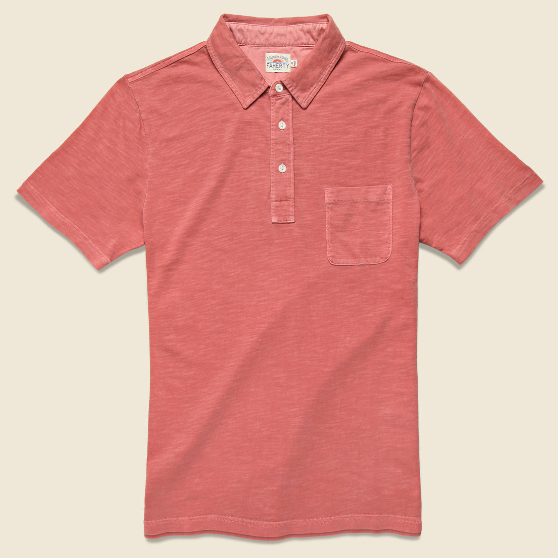 Faherty Garment Dyed Polo - Faded Red