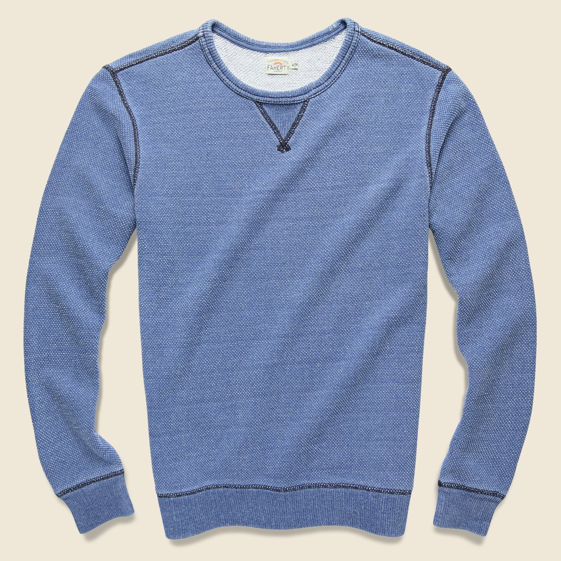 Birdseye Crew Sweatshirt - Washed Indigo - Faherty - STAG Provisions - Tops - Fleece / Sweatshirt