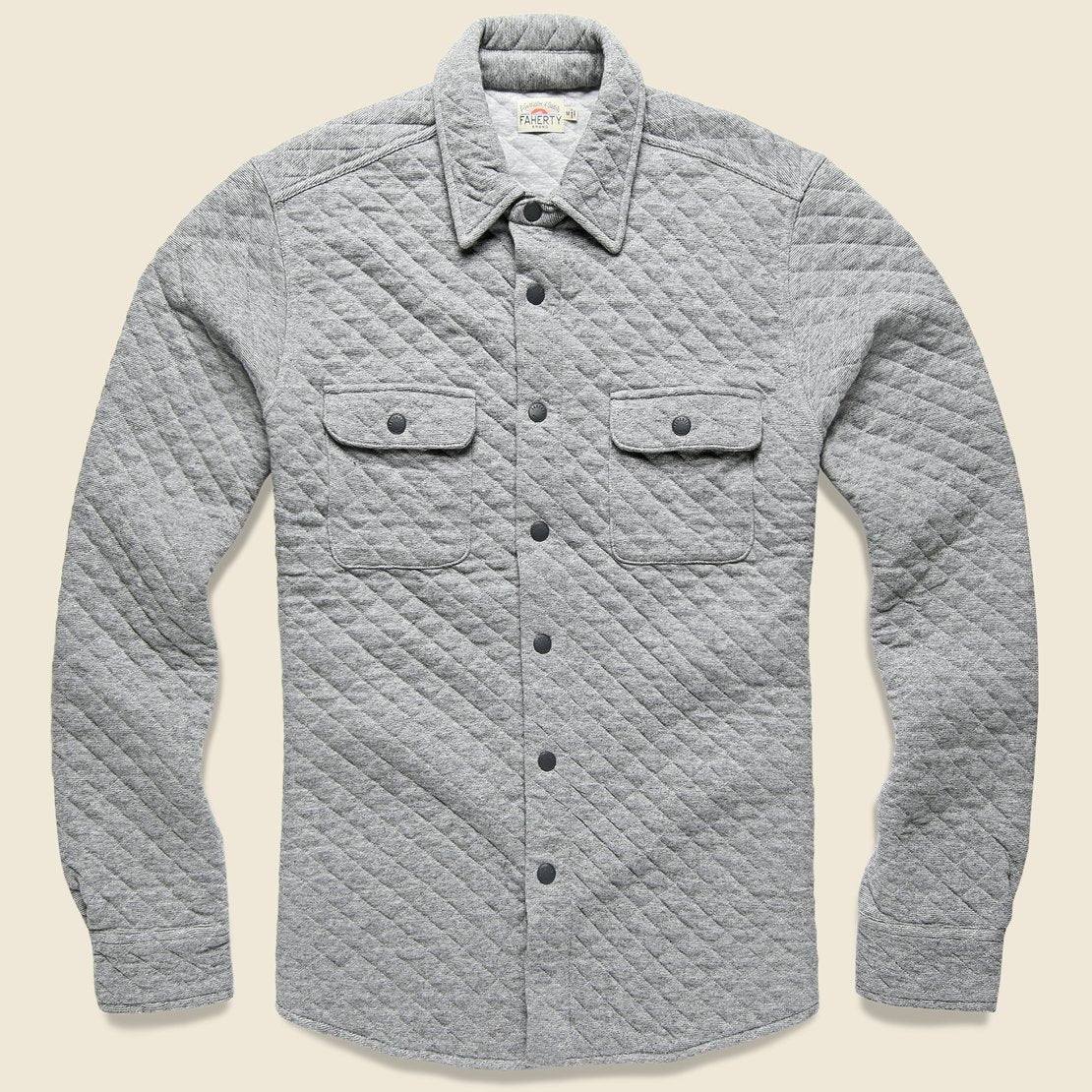Faherty Quilted Belmar CPO Shirt Jacket - Grey Feeder Stripe