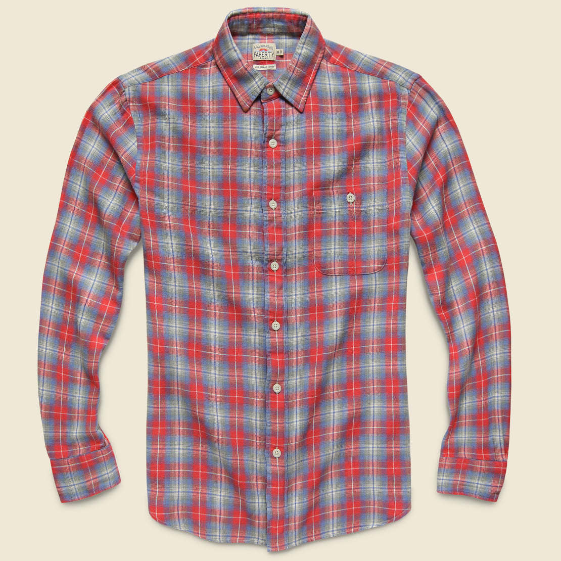 Faherty Organic Cotton Field Shirt - Red Blue Plaid