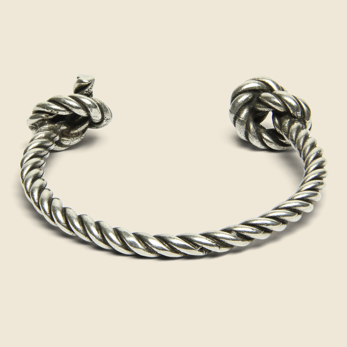 Twisted Knot Open Cuff - Silver Oxide