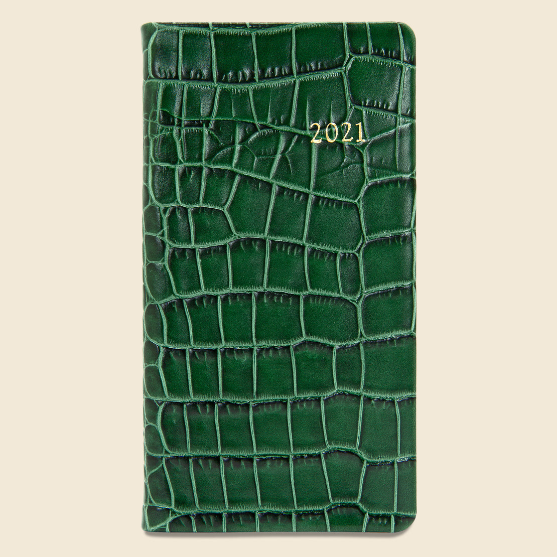 Paper Goods 2021 Embossed Leather Pocket Datebook - Emerald Crocodile