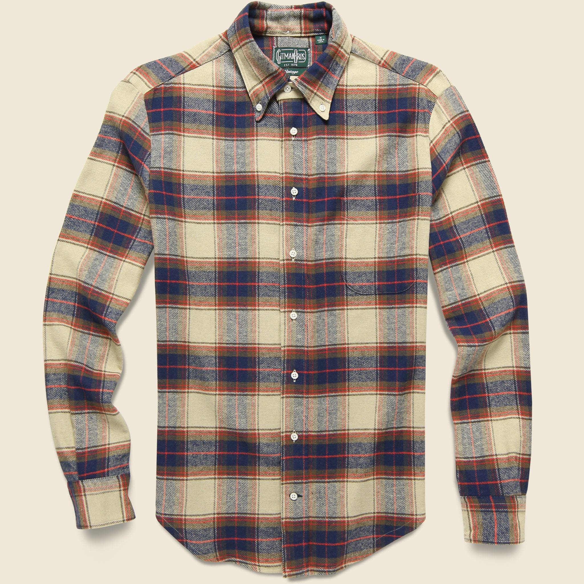 Slub Check Shirt - Tan Indigo - Gitman Vintage - STAG Provisions - Tops - L/S Woven - Plaid