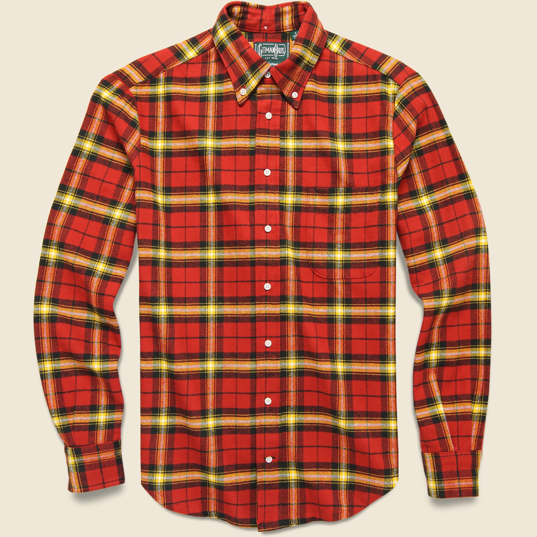 High-density Twill Shirt - Red - Gitman Vintage - STAG Provisions - Tops - L/S Woven - Plaid
