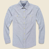 Hillwood Chambray Dobby Shirt - Blue - Grayers - STAG Provisions - Tops - L/S Woven - Other Pattern