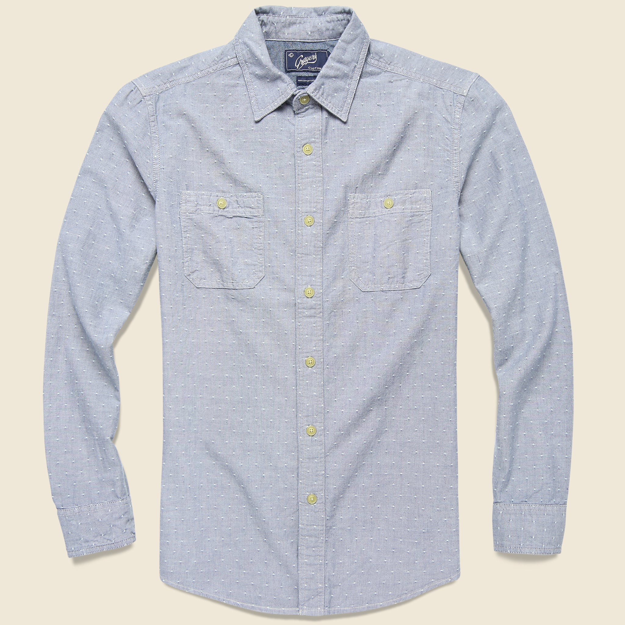 Hillwood Chambray Dobby Shirt - Blue - Grayers - STAG Provisions - Tops - L/S Woven - Other Pattern