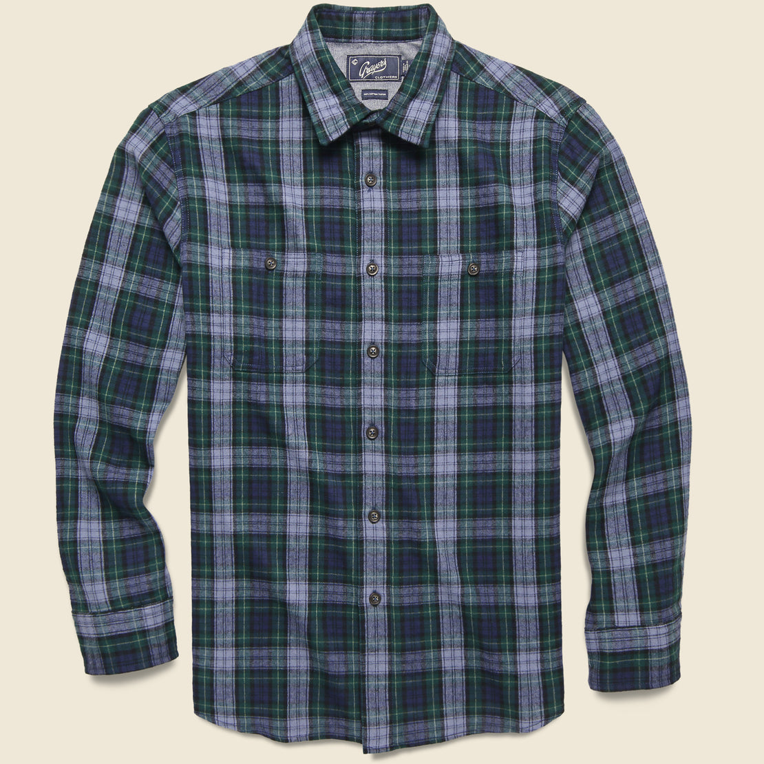 Grayers Rexford Mid-weight Plaid Shirt - Green/Blue