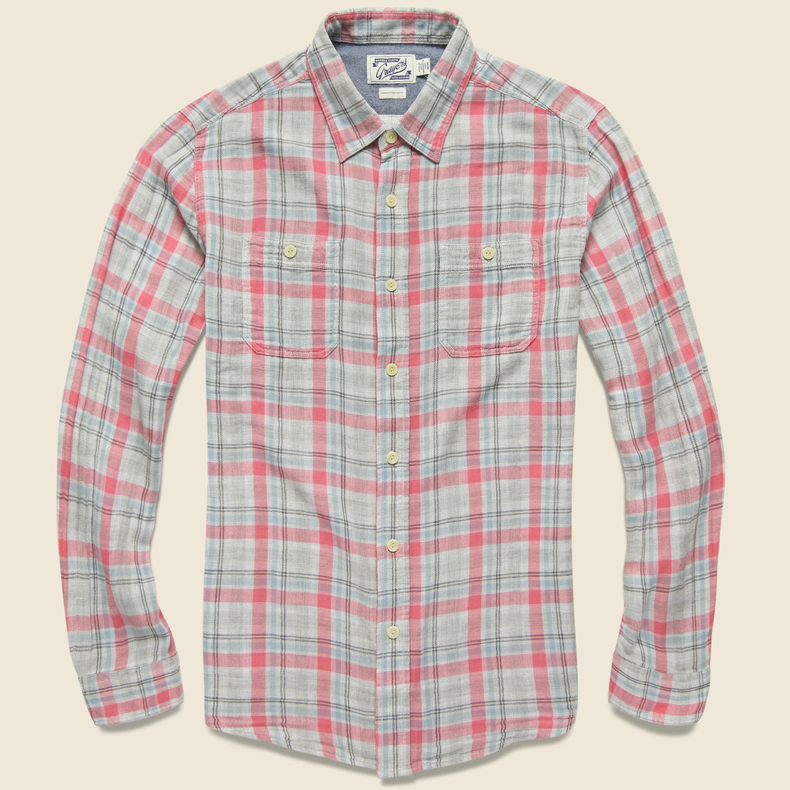 Grayers Mason Double Cloth Shirt - Salmon/Blue/Grey