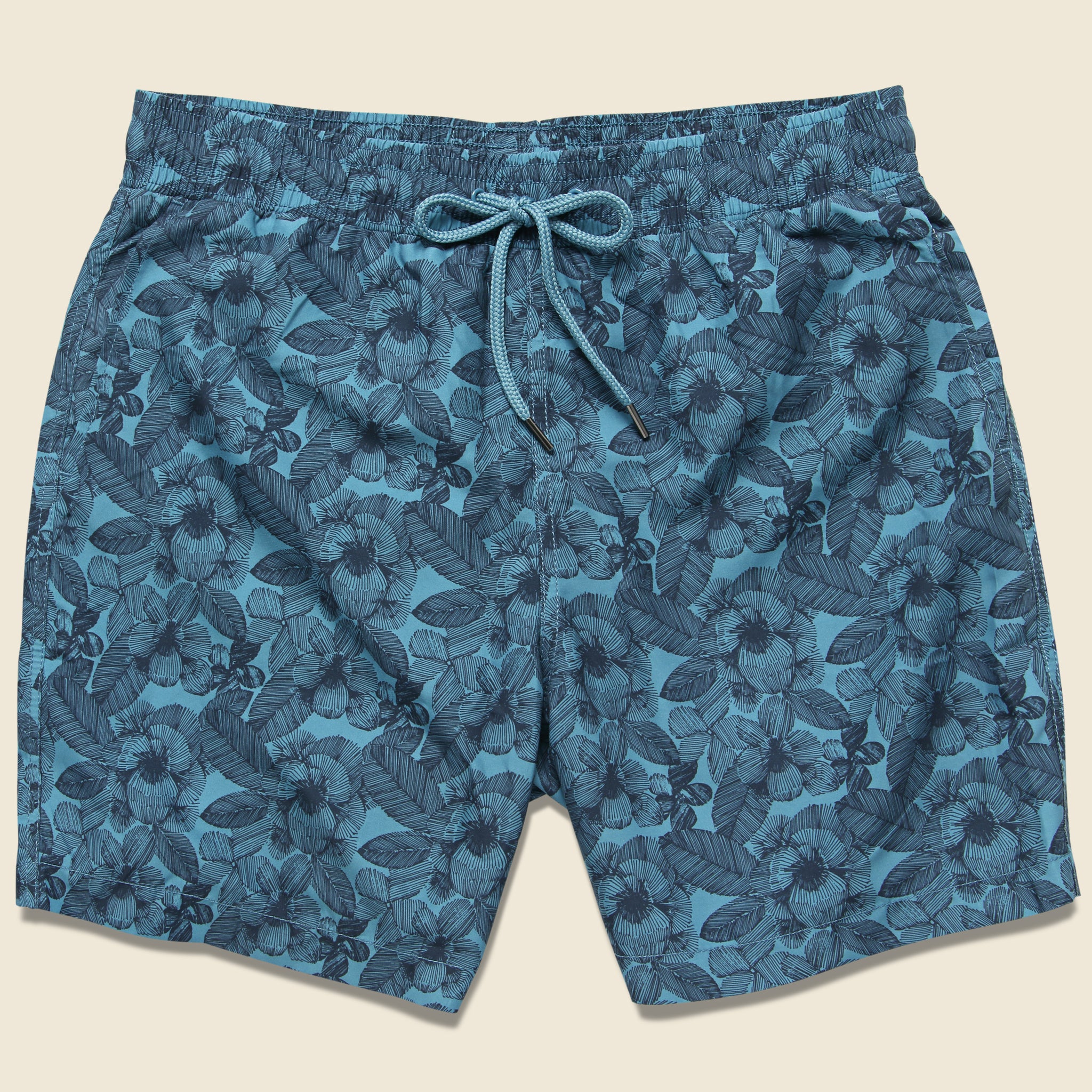 Leaf On Blue Swim Trunk - Navy Storm - Grayers - STAG Provisions - Shorts - Swim