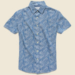 Leaf Print Summer Weave Shirt - Moonlight Blue - Grayers - STAG Provisions - Tops - S/S Woven - Floral