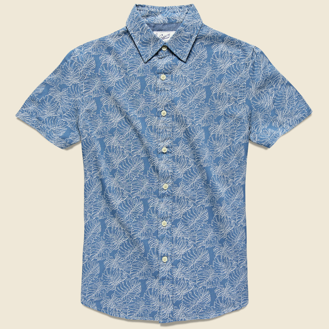 Grayers Leaf Print Summer Weave Shirt - Moonlight Blue