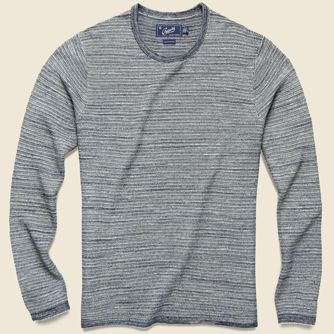 Grayers Birdseye Jacquard Crewneck Sweater - Grey/Navy