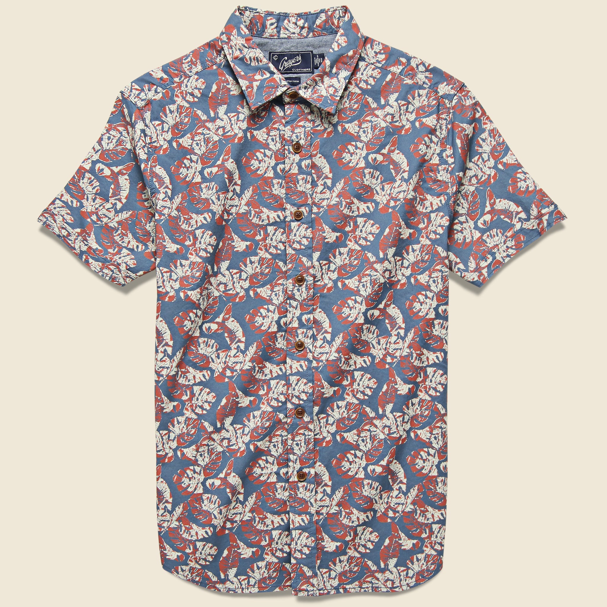 Floral Printed Gauze Shirt - Faded Navy/Red/Cream - Grayers - STAG Provisions - Tops - S/S Woven - Floral