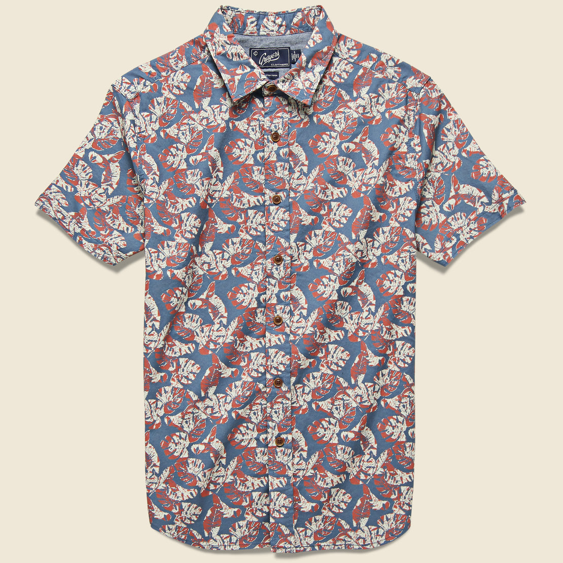 Grayers Floral Printed Gauze Shirt - Faded Navy/Red/Cream