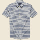 Trevor Horizontal Slub Twill Shirt - Navy/Cream - Grayers - STAG Provisions - Tops - S/S Woven - Stripe