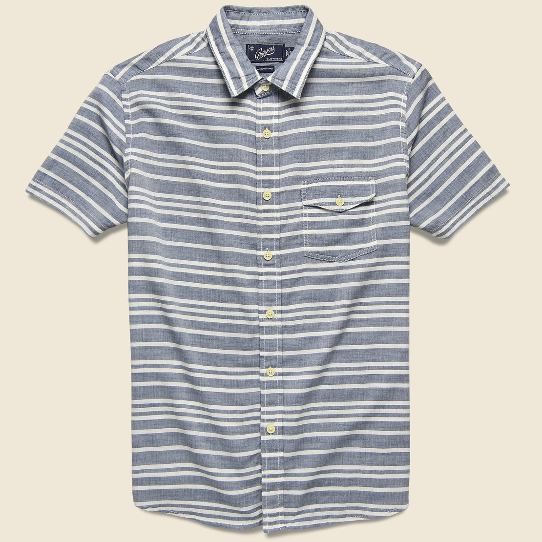 Grayers Trevor Horizontal Slub Twill Shirt - Navy/Cream