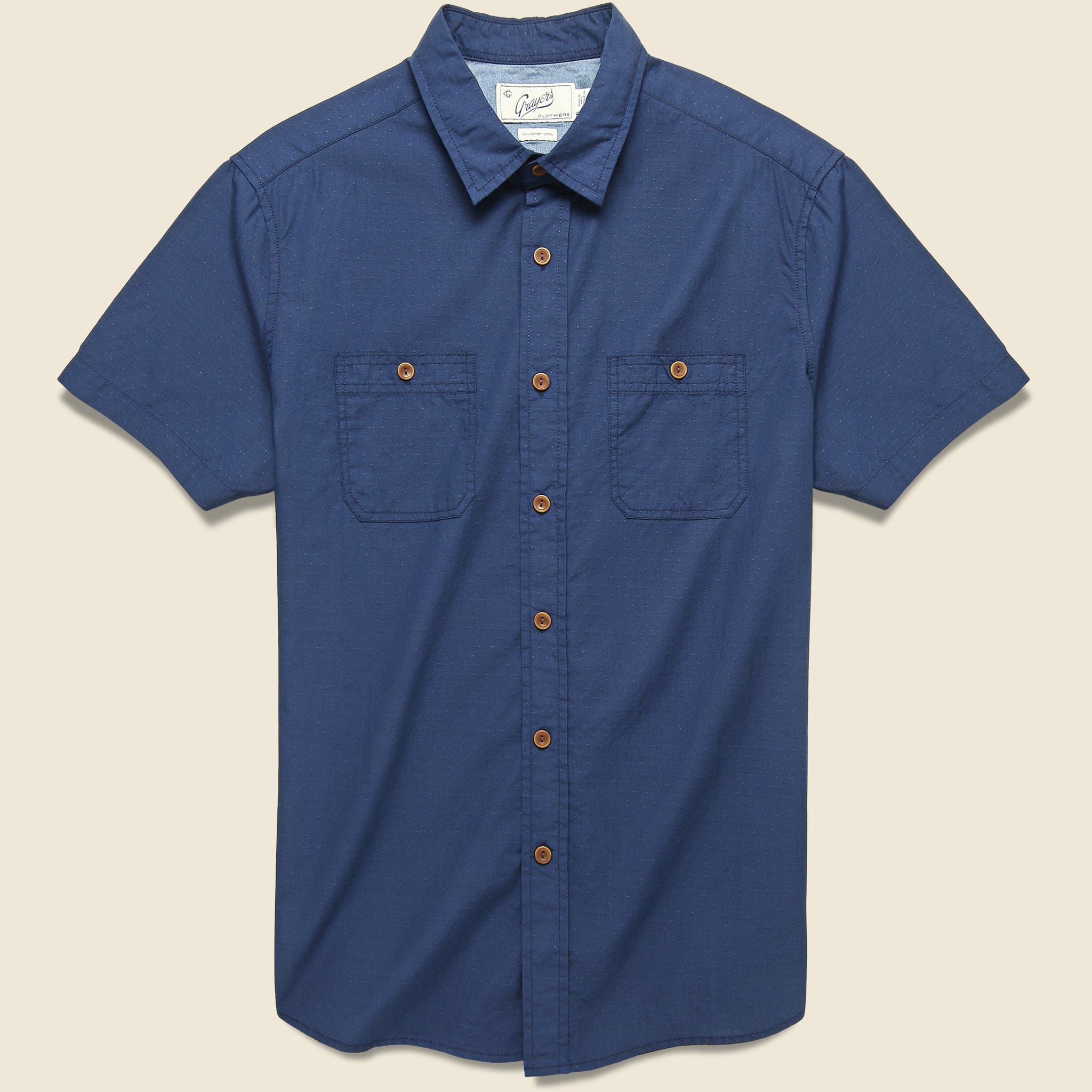 Townsend Dobby Shirt - Navy - Grayers - STAG Provisions - Tops - S/S Woven - Solid