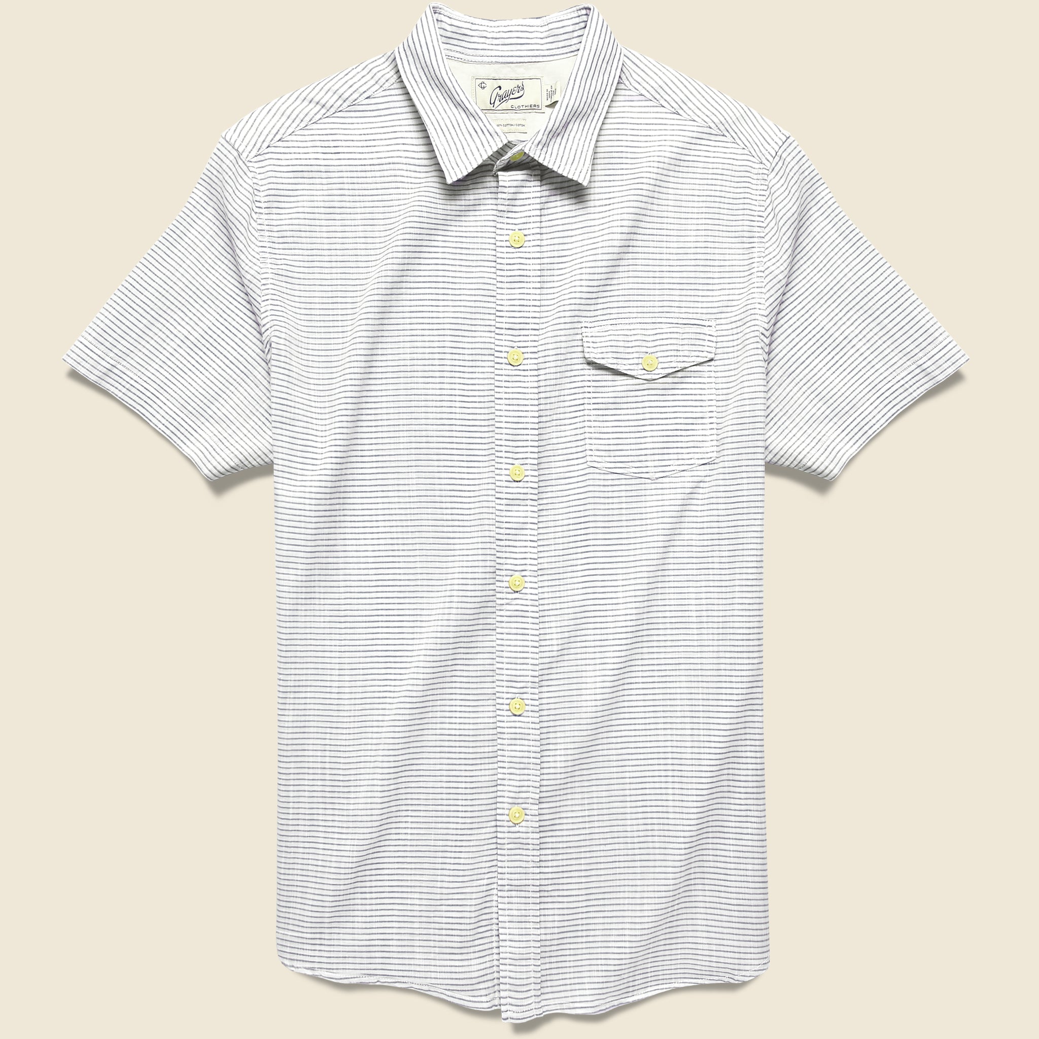 Fairfield Horiztonal Micro Stripe Shirt - Blue Cream - Grayers - STAG Provisions - Tops - S/S Woven - Stripe