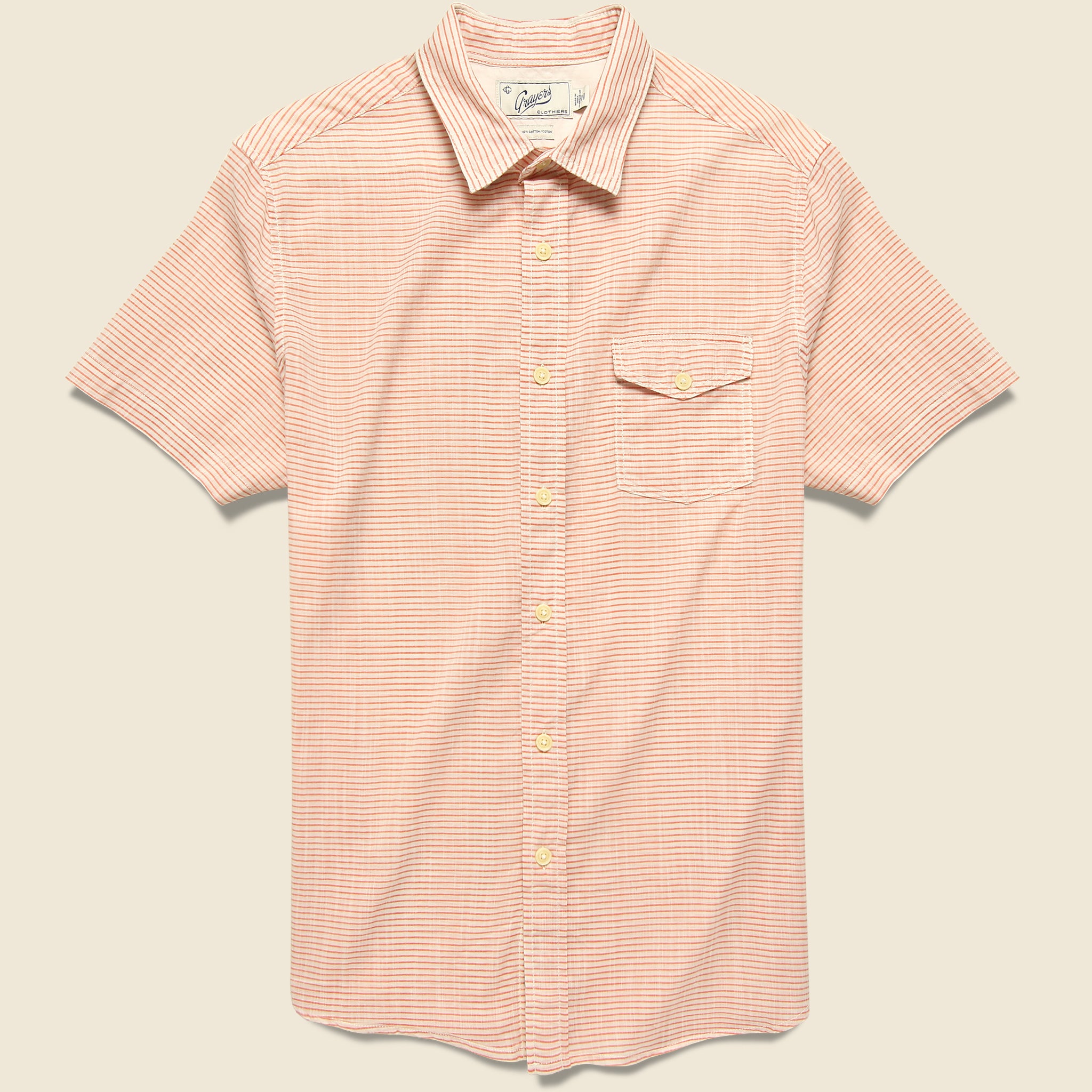 Fairfield Horiztonal Micro Stripe Shirt - Red Cream - Grayers - STAG Provisions - Tops - S/S Woven - Stripe