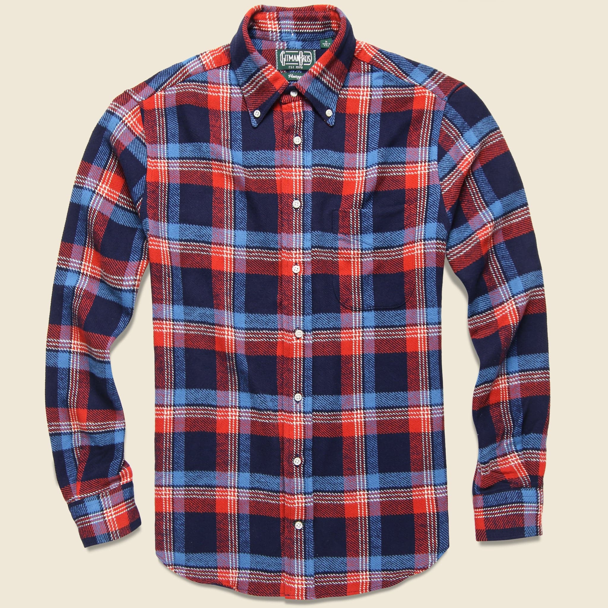Wyoming Triple Yarn Flannel - Red/Blue Plaid - Gitman Vintage - STAG Provisions - Tops - L/S Woven - Plaid