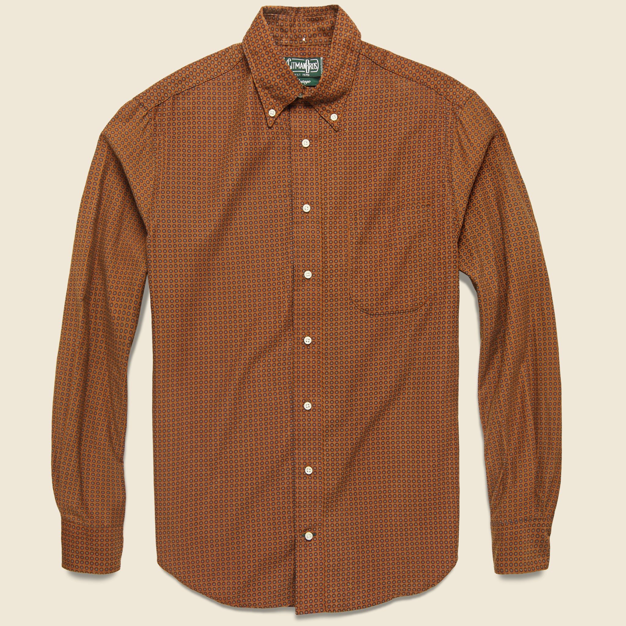 Italian Printed Corduroy Shirt - Gold - Gitman Vintage - STAG Provisions - Tops - L/S Woven - Other Pattern