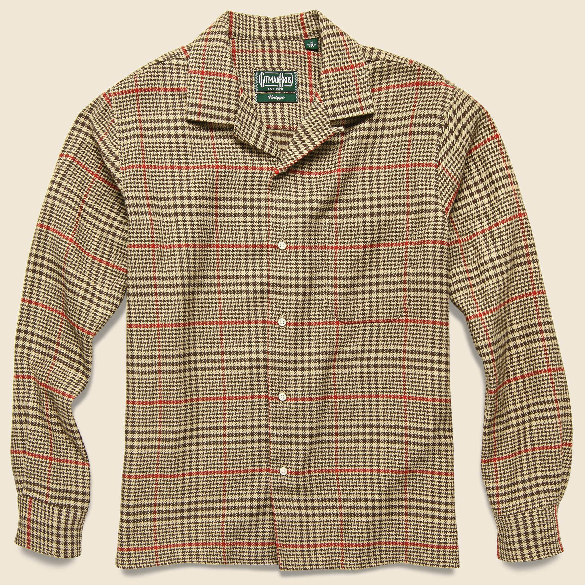 Houndstooth Tweed Shirt - Brown/Red - Gitman Vintage - STAG Provisions - Tops - L/S Woven - Plaid