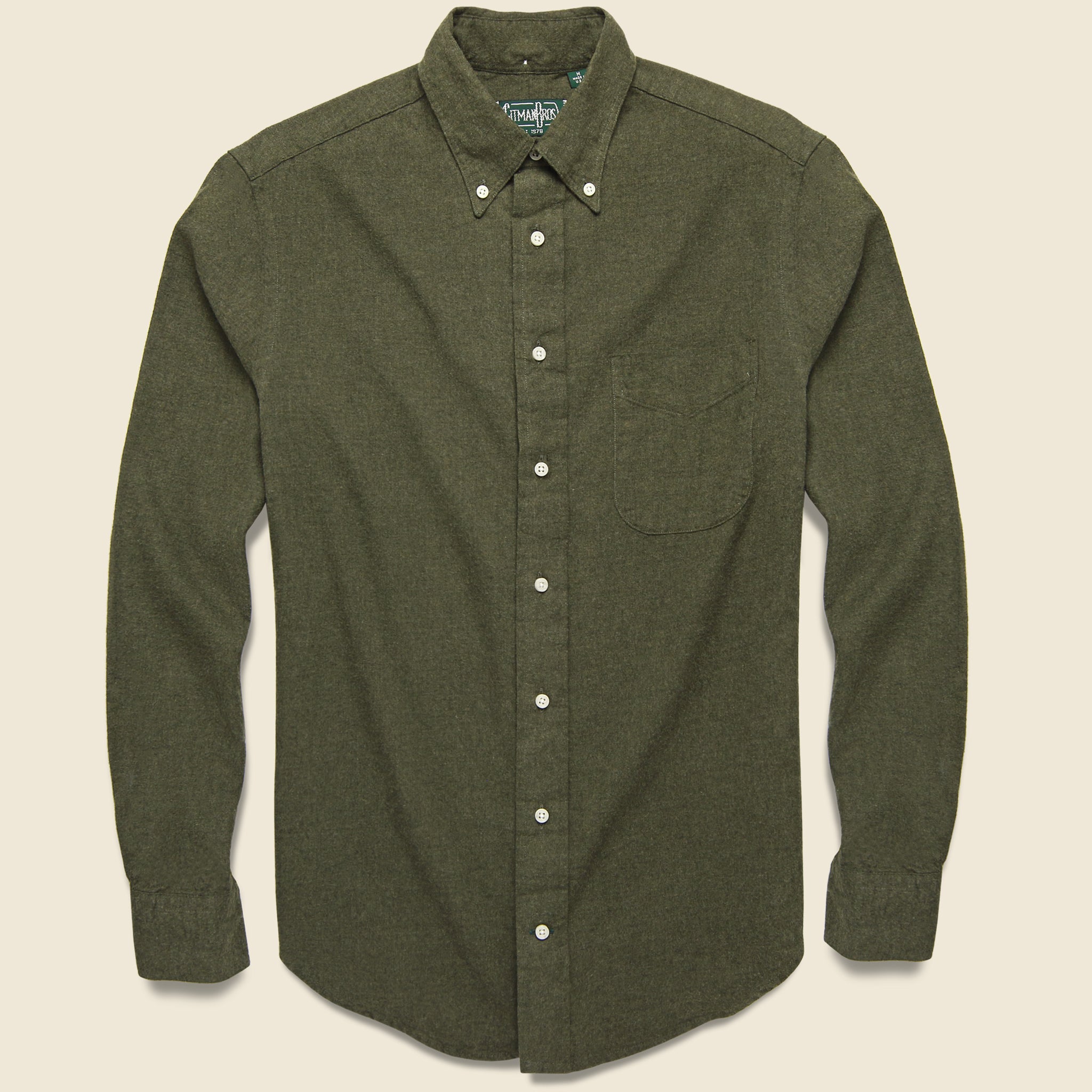Classic Flannel - Olive - Gitman Vintage - STAG Provisions - Tops - L/S Woven - Solid
