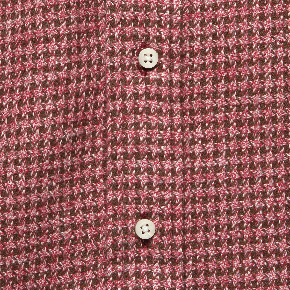 Brushed Houndstooth Flannel Shirt - Burgundy