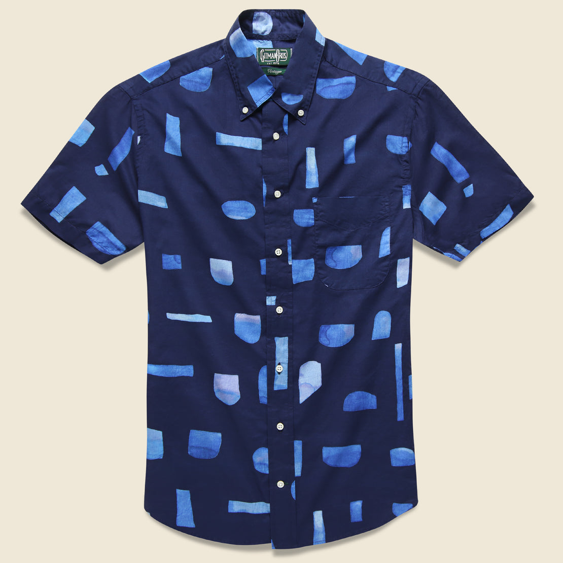 Gitman Vintage Abstract Blues Shirt - Navy/Blue