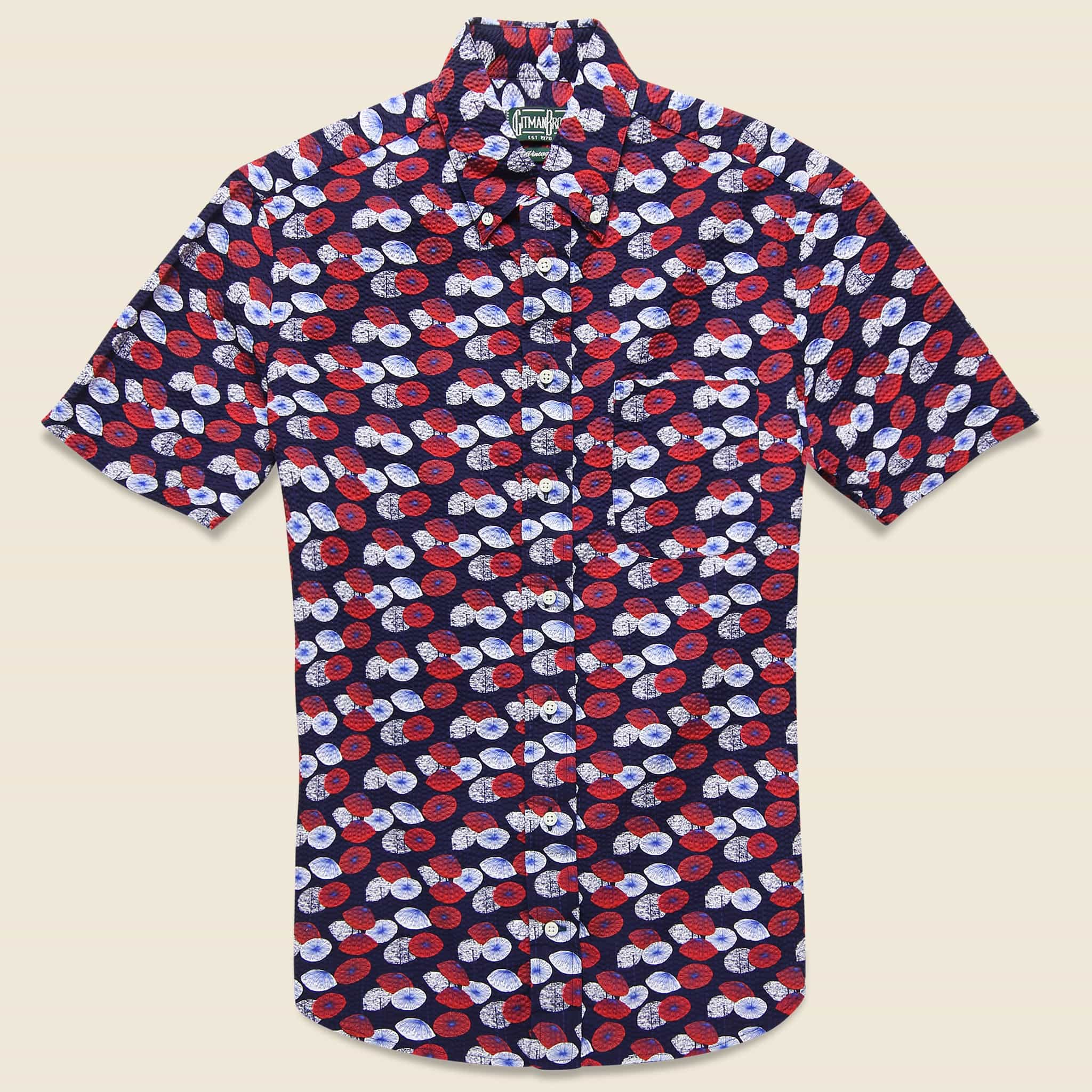 Seersucker Umbrella Shirt - Navy/Red - Gitman Vintage - STAG Provisions - Tops - S/S Woven - Other Pattern
