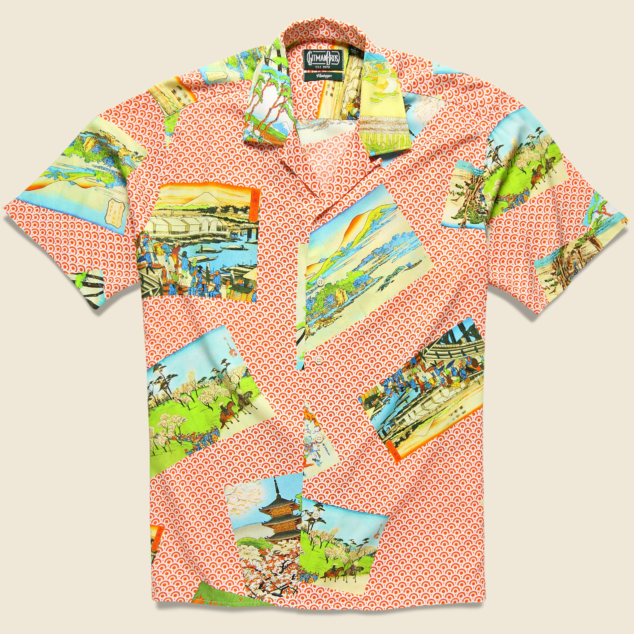 Hokusai Shirt - Orange - Gitman Vintage - STAG Provisions - Tops - S/S Woven - Other Pattern