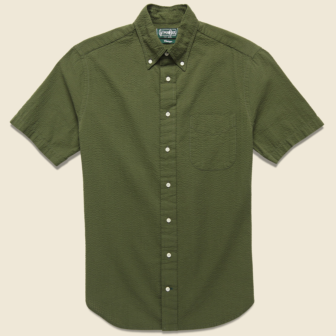 Gitman Vintage Seersucker Shirt - Olive
