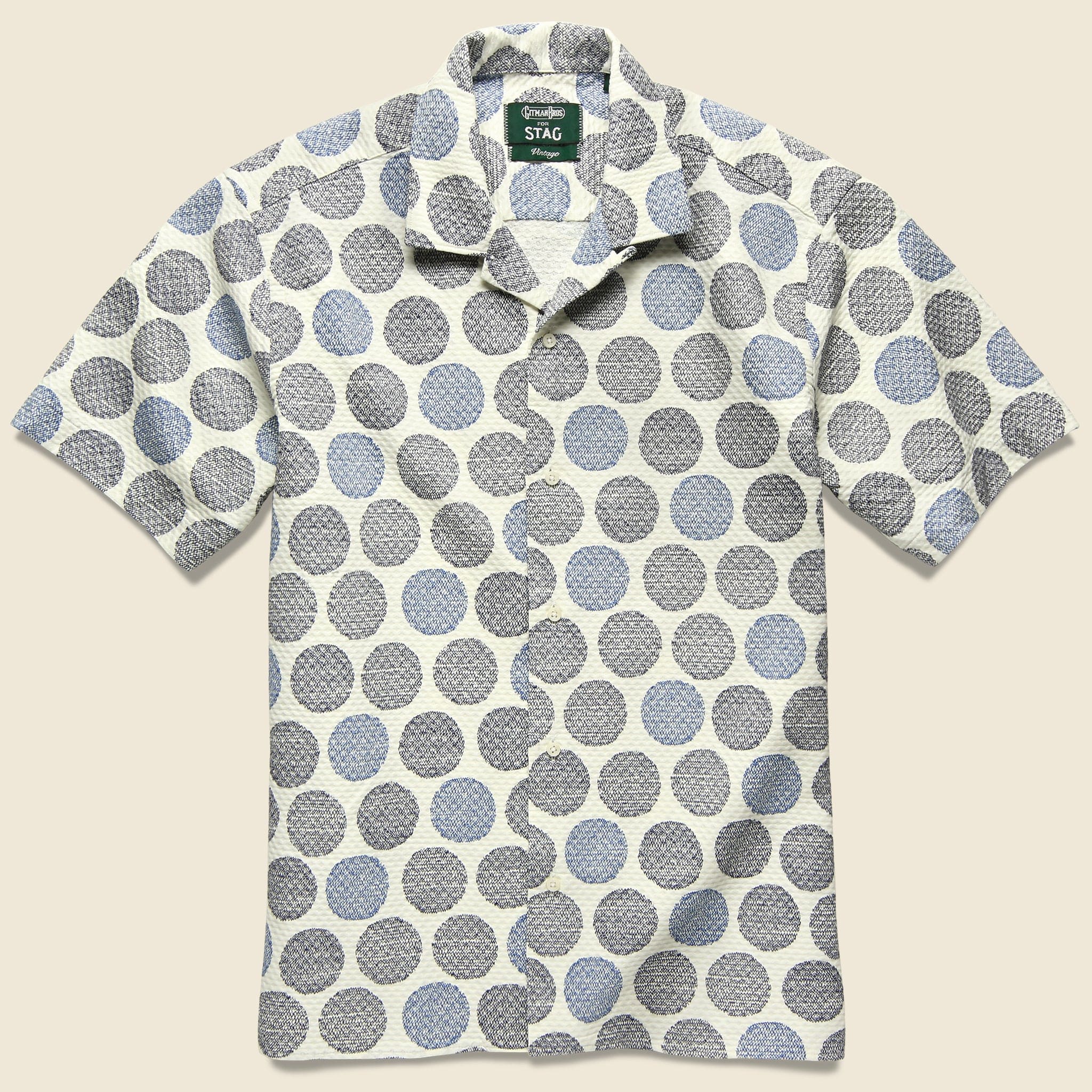 Zig Zag Dot Shirt - White/Blue - Gitman Vintage - STAG Provisions - Tops - S/S Woven - Dot