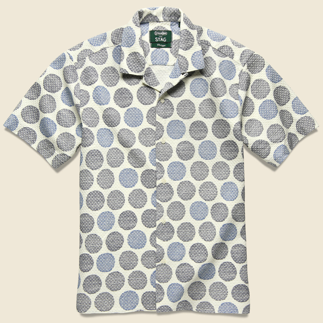 Gitman Vintage Zig Zag Dot Shirt - White/Blue