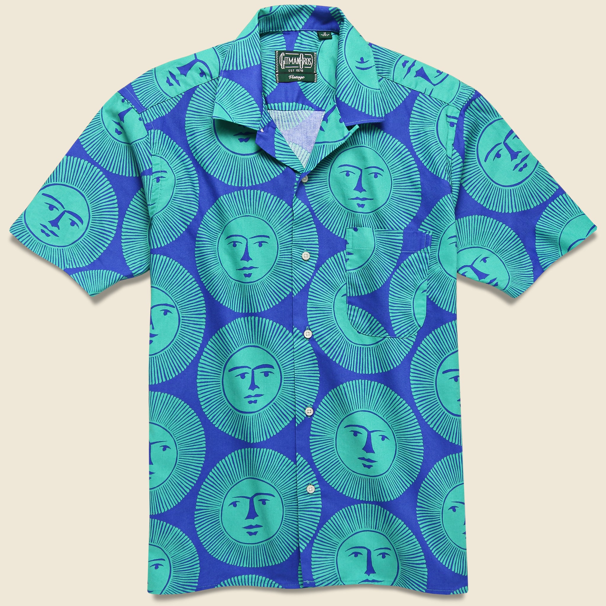 Here Comes The Sun Camp Shirt - Green/Blue - Gitman Vintage - STAG Provisions - Tops - S/S Woven - Other Pattern