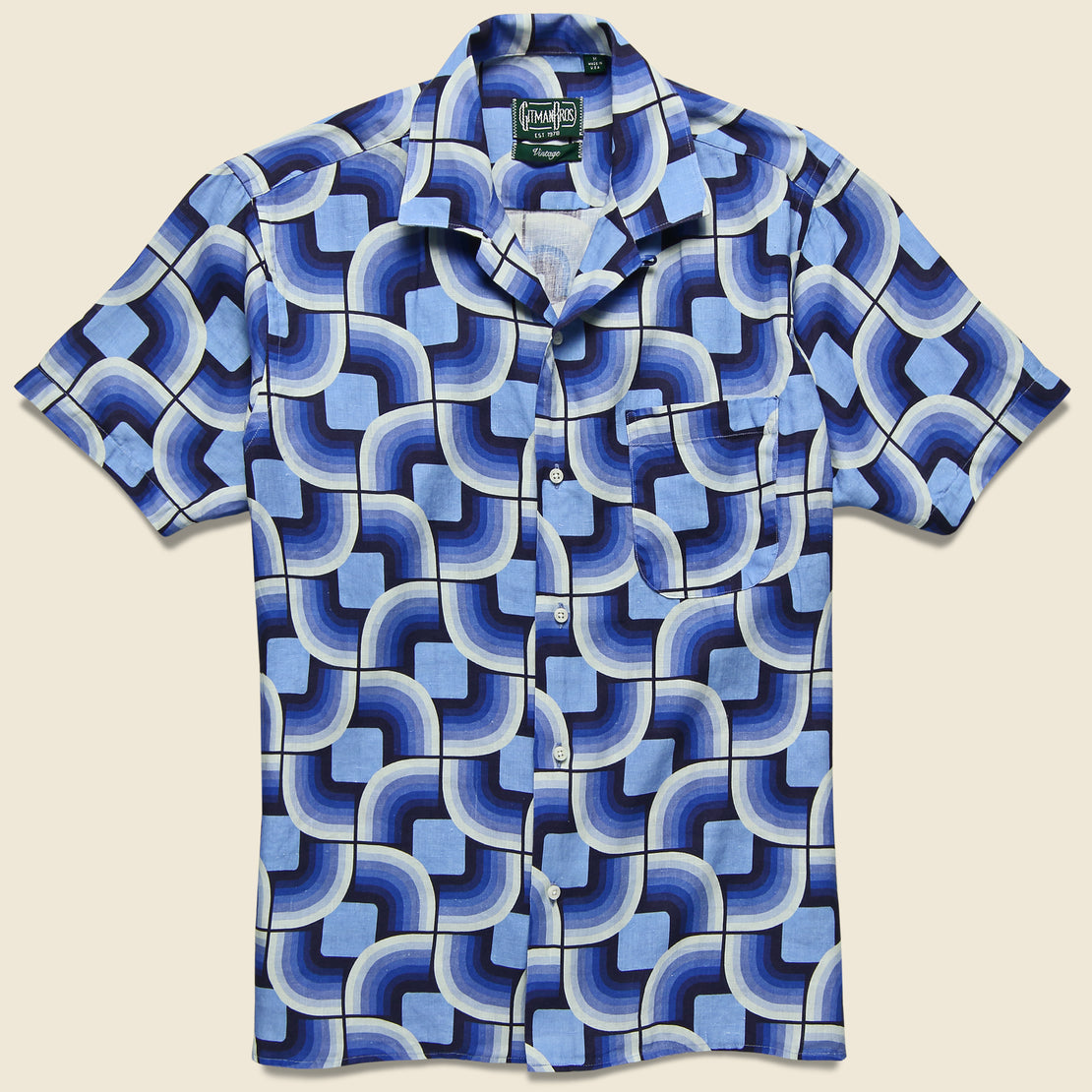 Gitman Vintage Gio Ponti Linen Camp Shirt - Blues