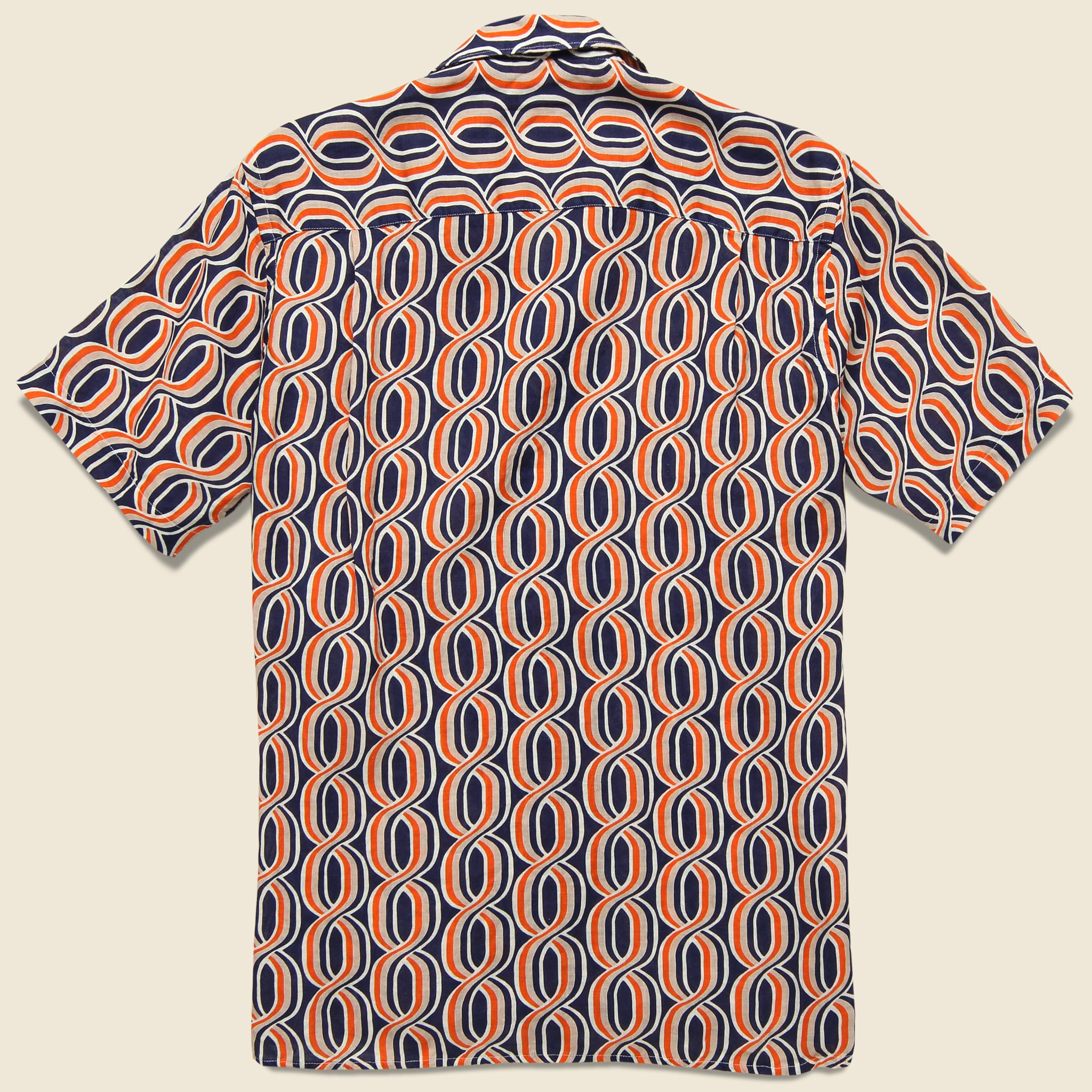 
                          Gio Ponti Linen Camp Shirt - Orange/Navy - Gitman Vintage - STAG Provisions - Tops - S/S Woven - Other Pattern
                        