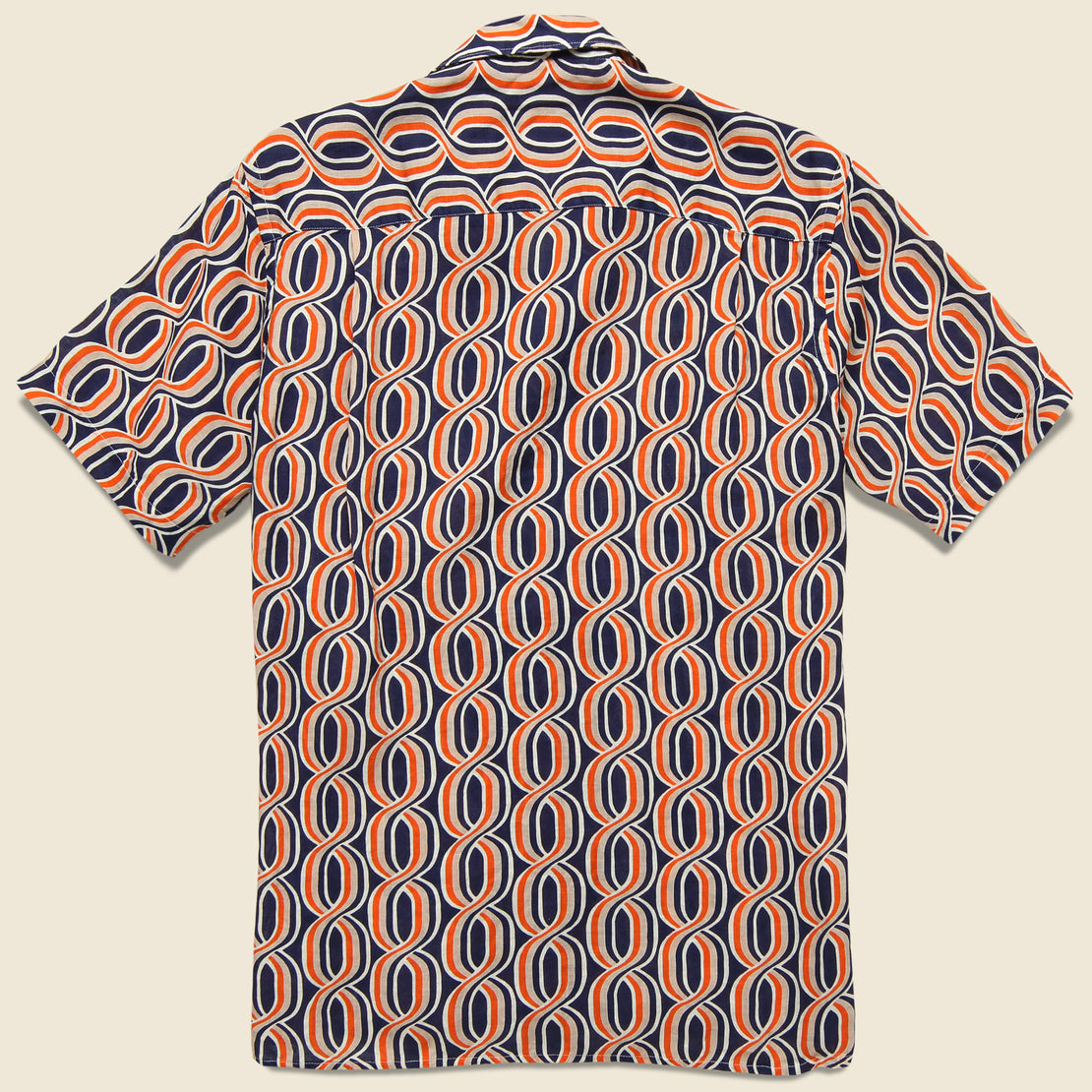 Gio Ponti Linen Camp Shirt - Orange/Navy
