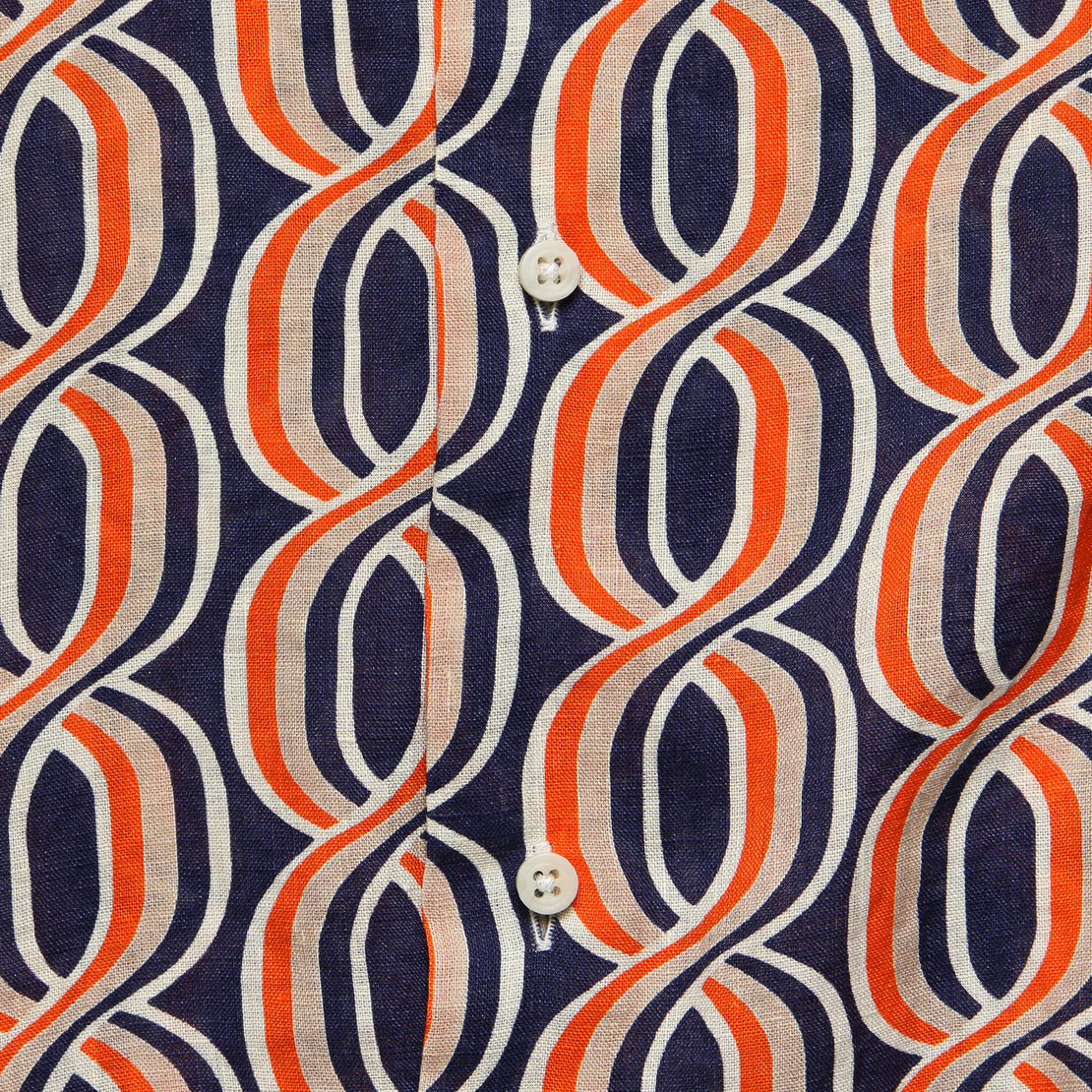 Gio Ponti Linen Camp Shirt - Orange/Navy