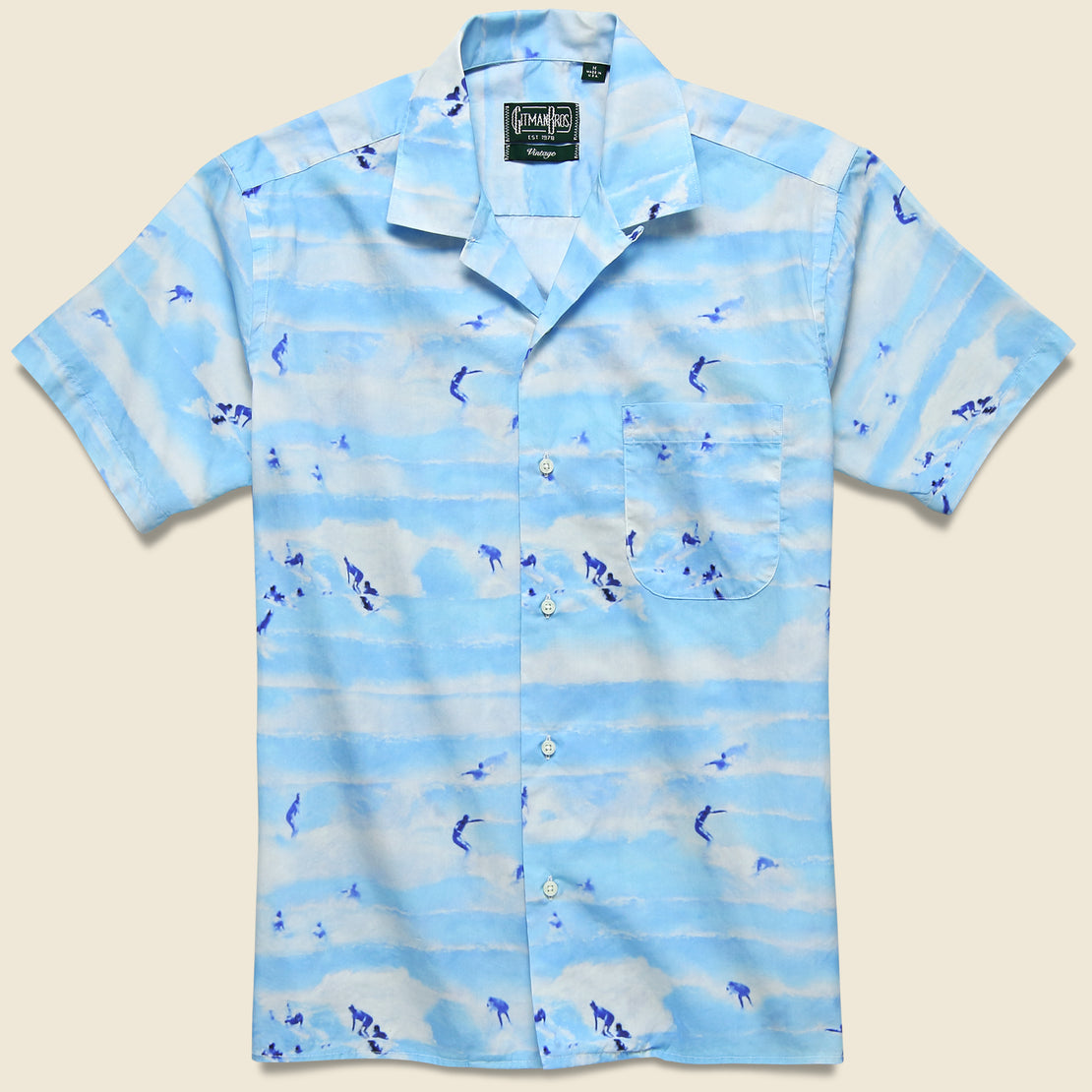 Gitman Vintage Rockaway Beach Camp Shirt - Sky Blue