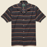 Terry-Cloth Border Barre Camp Shirt - Brown - Gitman Vintage - STAG Provisions - Tops - S/S Woven - Stripe