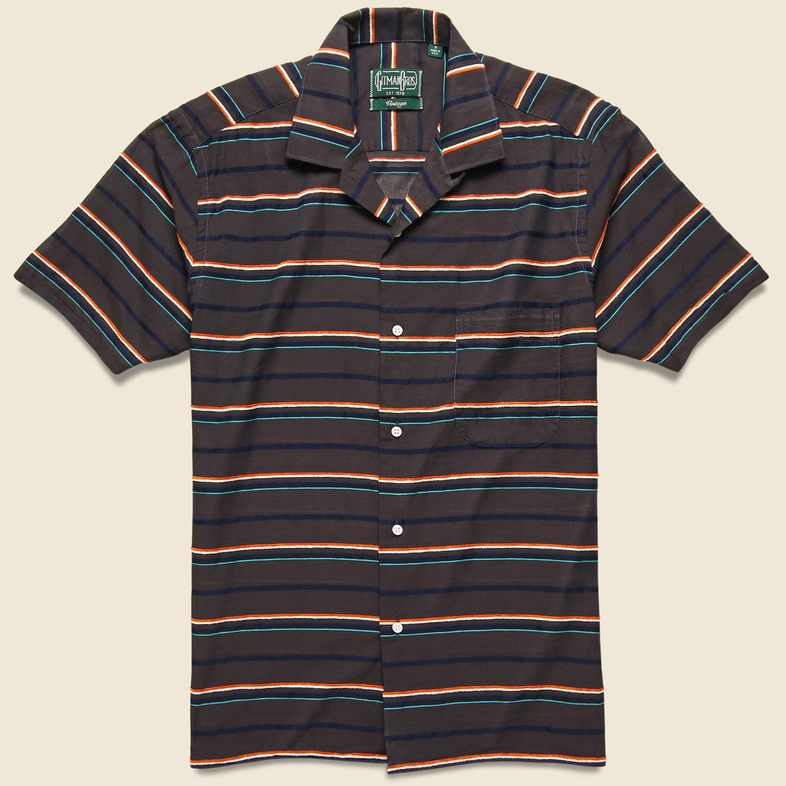 Gitman Vintage Terry-Cloth Border Barre Camp Shirt - Brown