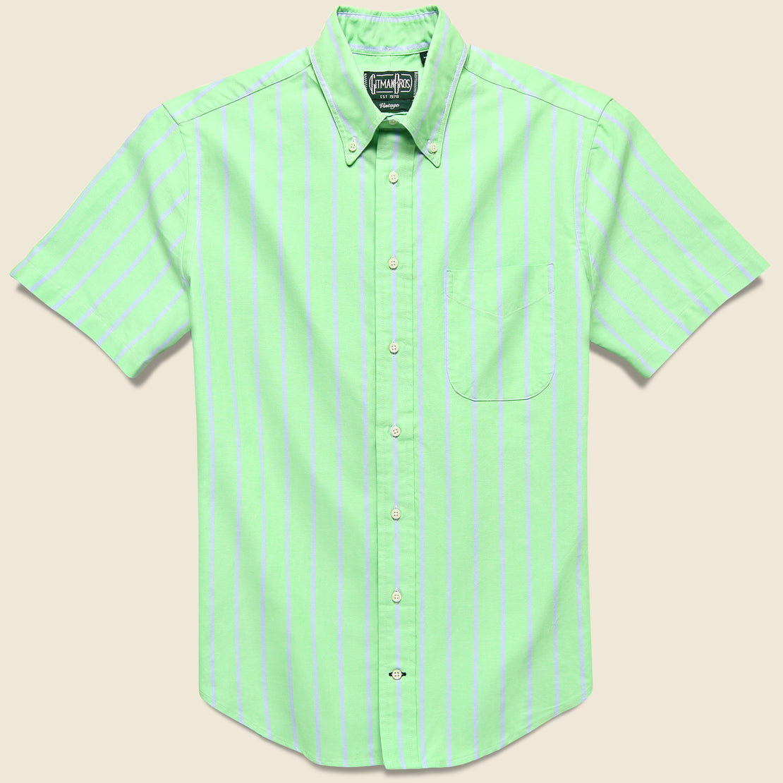 Gitman Vintage American Neon Stripe Oxford Shirt - Green