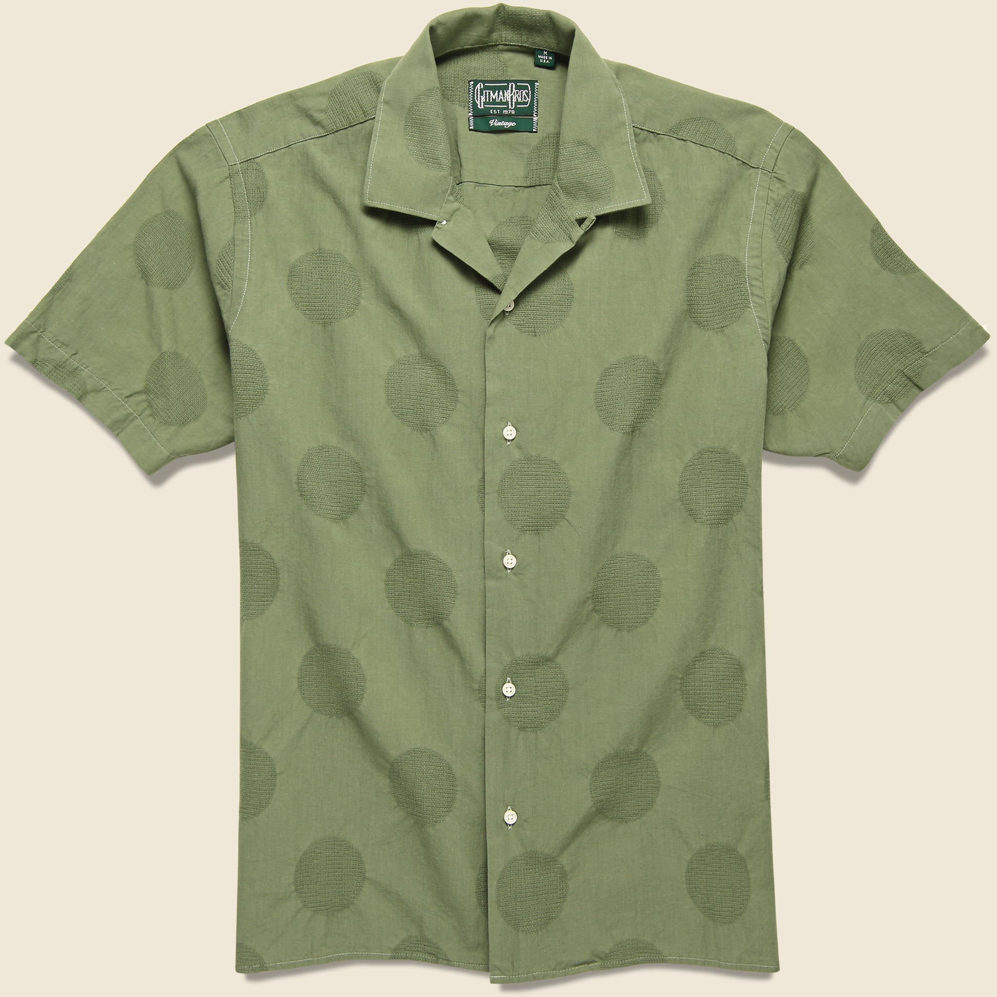 Dobby Dot Camp Shirt - Olive - Gitman Vintage - STAG Provisions - Tops - S/S Woven - Dot