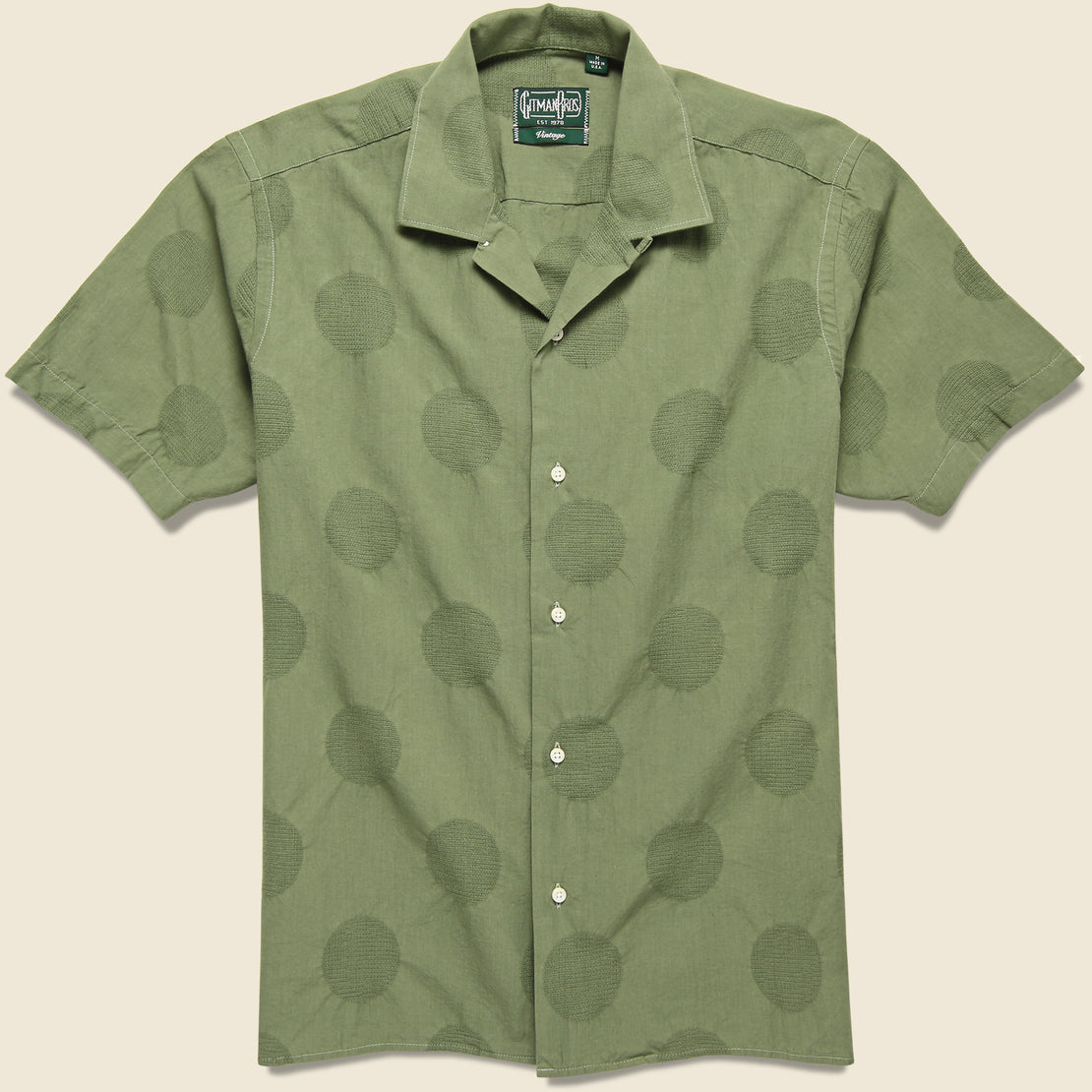 Gitman Vintage Dobby Dot Camp Shirt - Olive