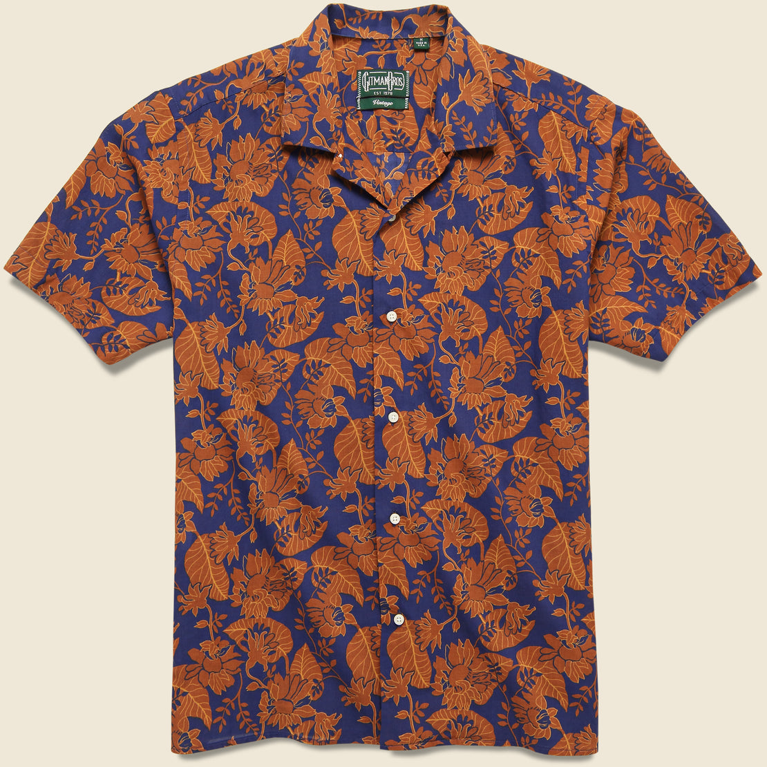 Gitman Vintage Floral Voile Camp Shirt - Navy Rust