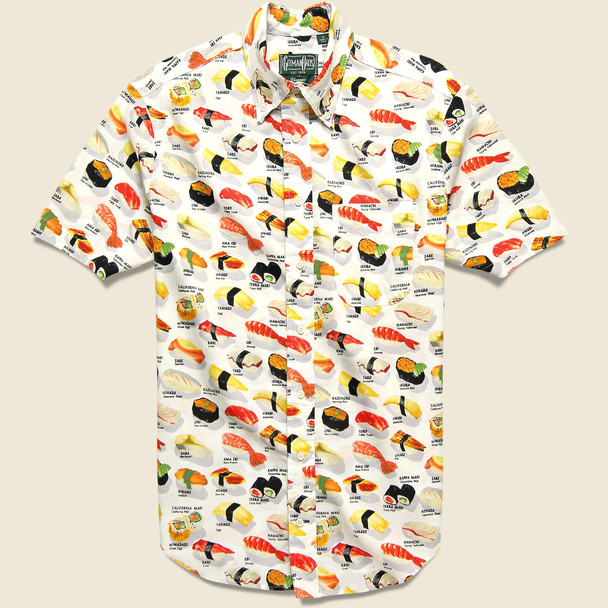 Omakase Sushi Shirt - White - Gitman Vintage - STAG Provisions - Tops - S/S Woven - Other Pattern