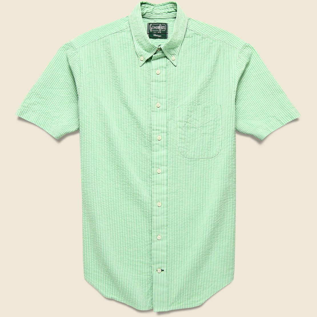 Gitman Vintage Tonal Seersucker Shirt - Green